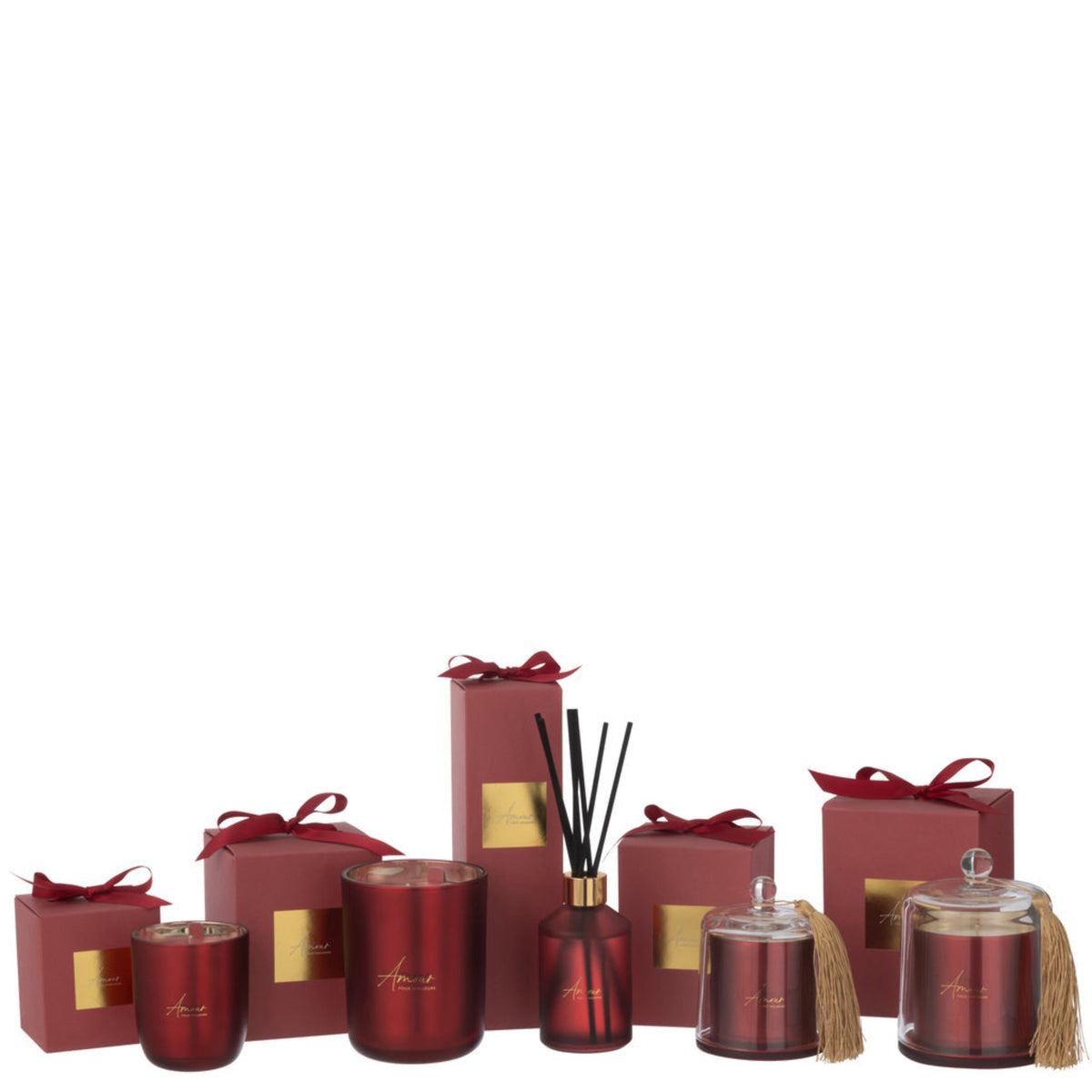 Geurstokjes Geurolie Amour Rood 200ml - Geurstokjes - J-Line - livinglovely.nl