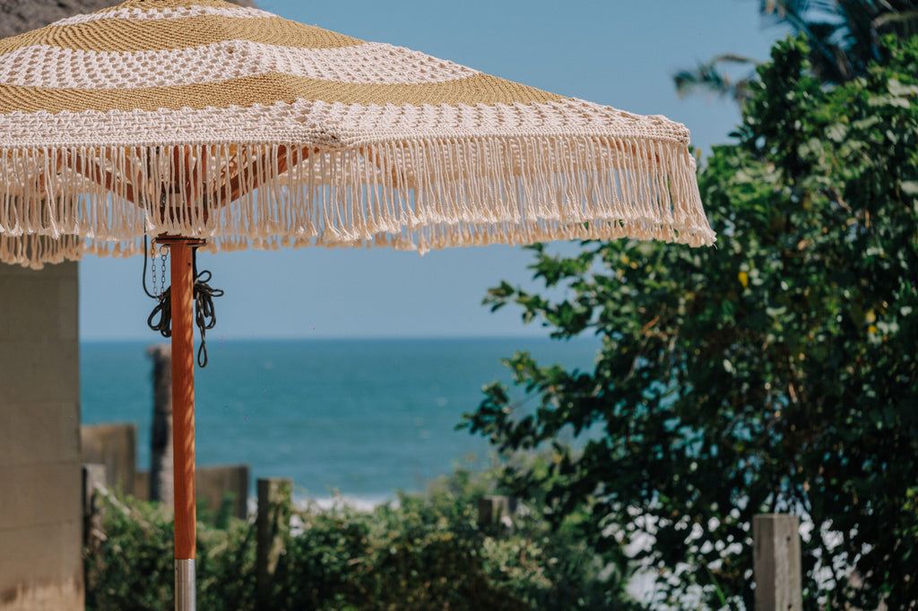 Handgeknoopte Parasol - Créme Golden Styles 250cm - Handgeknoopte parasol - Todo Bien - livinglovely.nl