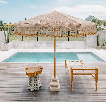 Handgeknoopte Parasol - Woodz - 250cm - Handgeknoopte parasol - Todo Bien - livinglovely.nl