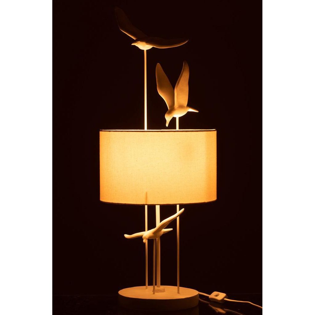 J-Line tafellamp Birds poly wit beige J-Line