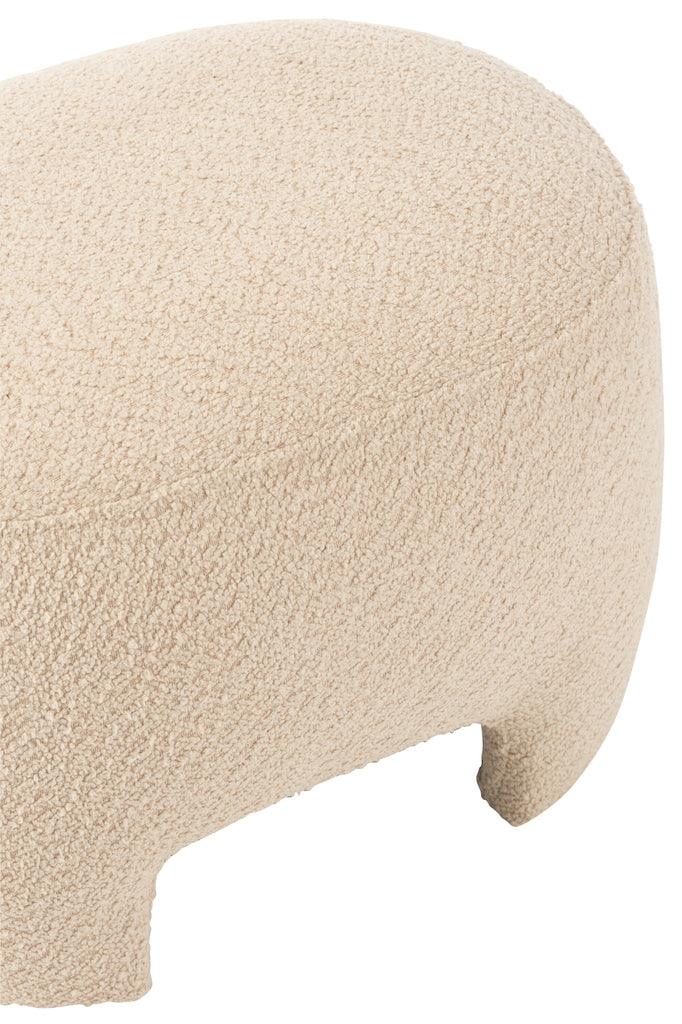J-Line Witte Poef Gebreid Textiel/Hout J-Line - Poef - J-Line - livinglovely.nl