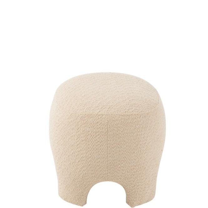J-Line Witte Poef Gebreid Textiel/Hout J-Line - Poef - J-Line - livinglovely.nl