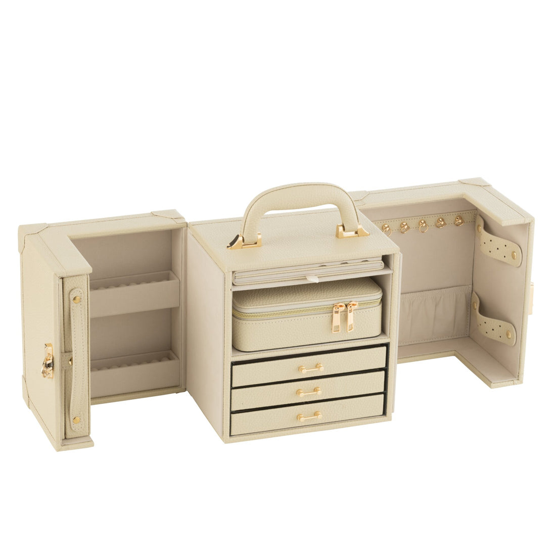Coffret à Bijoux Avec Poignée Similicuir Beige J-Line