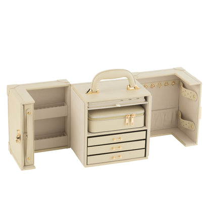 Coffret à Bijoux Avec Poignée Similicuir Beige J-Line