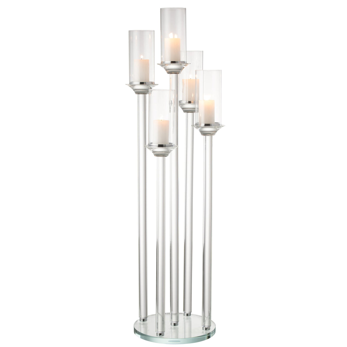 Bougeoir 5 Grand Verre Transparent H100cm J-Line