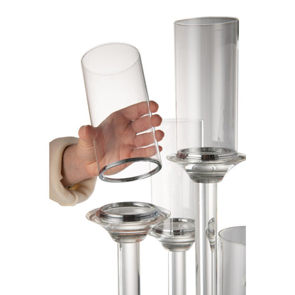 Bougeoir 5 Grand Verre Transparent H100cm J-Line