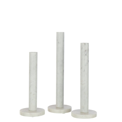 Kaarshouder Marmer Wit set van 3 - Kandelaar - J-Line - livinglovely.nl