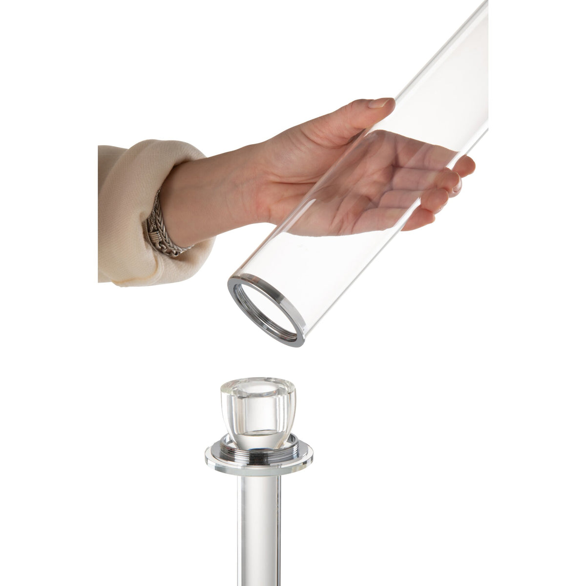Bougeoir Moira Verre Transparent Petit H80cm J-Line
