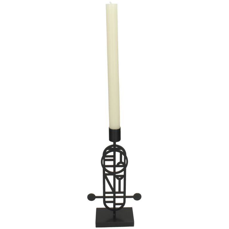 Kaarshouder Zwart 12x6x23cm 1 + 1 Gratis - Kandelaar - Living Lovely - livinglovely.nl
