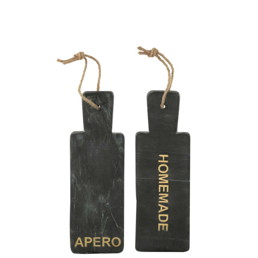 Planche à fromage rectangulaire en marbre noir/doré, petit assortiment de 2 pièces J-Line