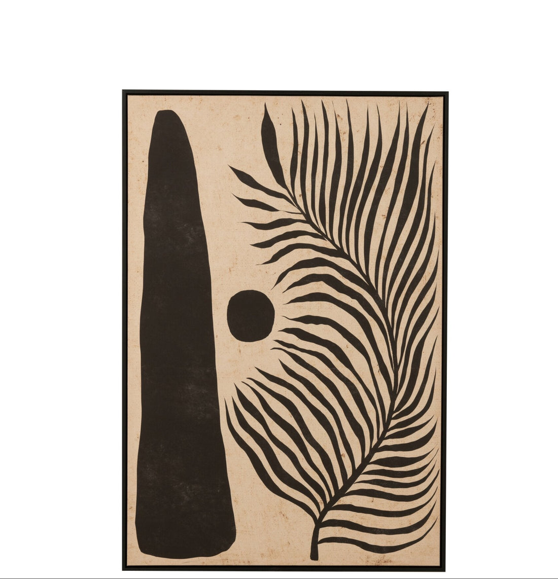 Cadre Feuille Abstraite Bois/Toile Marron/Noir J-Line