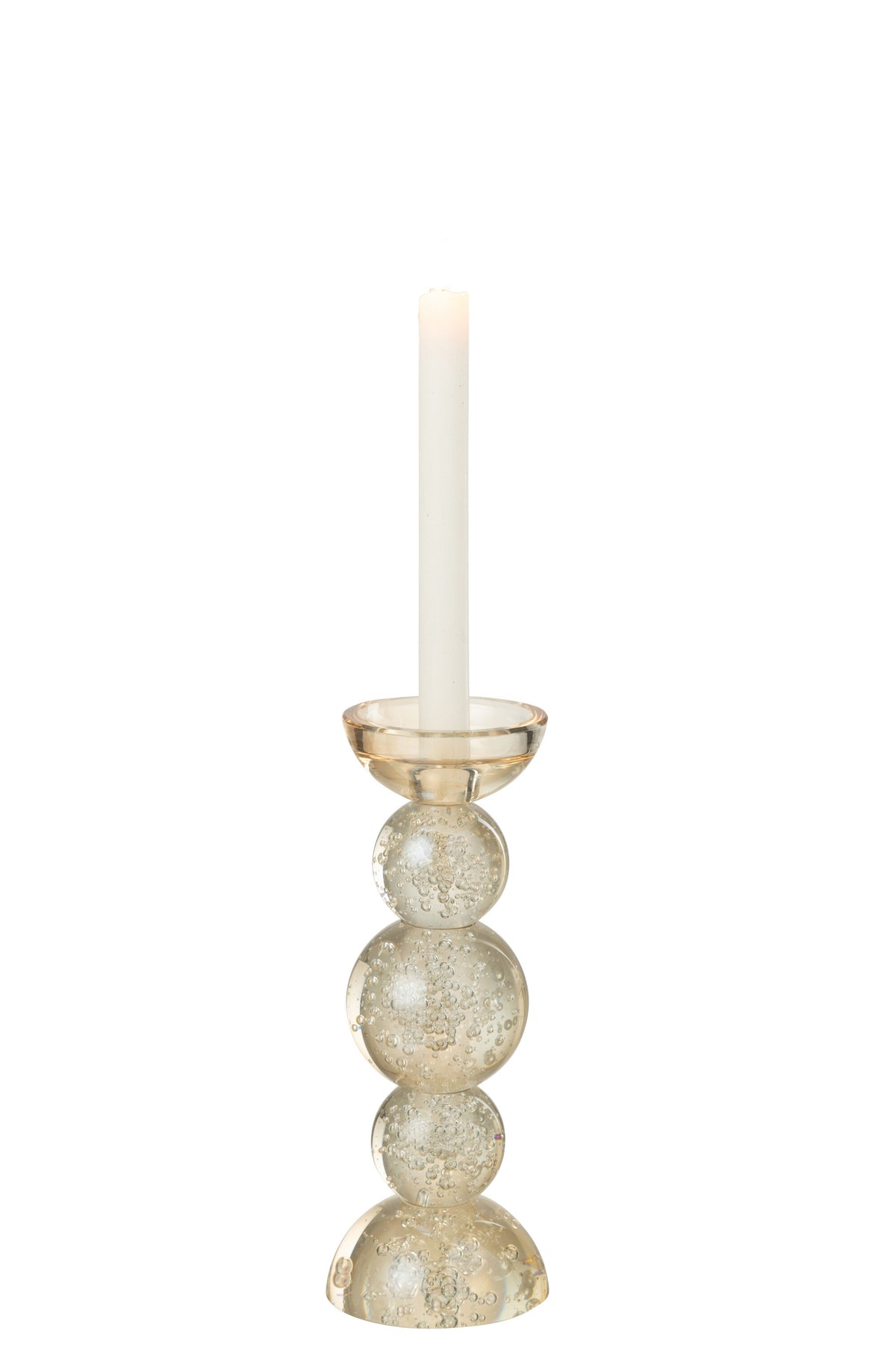 Kandelaar Glas Champagnekleurig Small Dia9,5xh26,5 J-Line - Kaarshouder - J-Line - livinglovely.nl