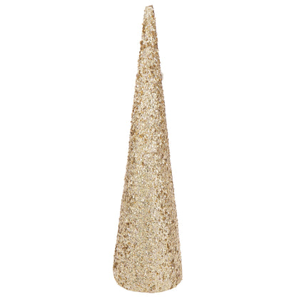 Cône à paillettes en mousse couleur or, grand modèle H120 cm, J-Line