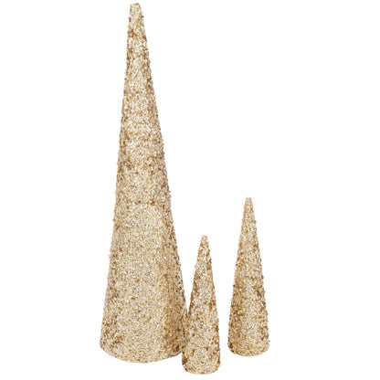 Cône à paillettes en mousse couleur or, grand modèle H120 cm, J-Line