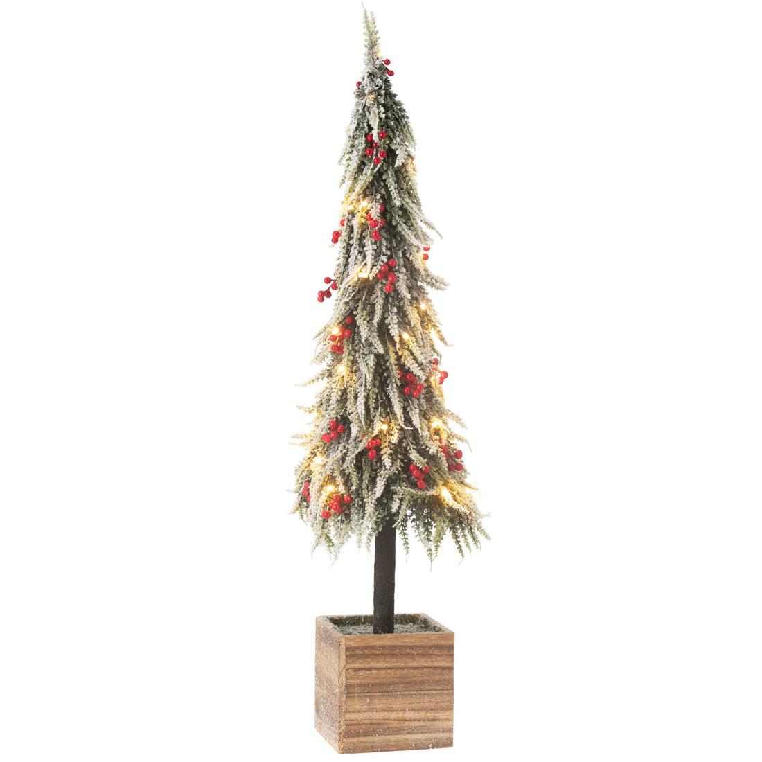 Sapin de Noël + neige artificielle LED vert/rouge extra large H95 cm J-Line