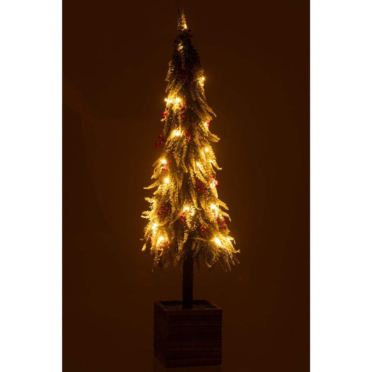 Sapin de Noël + neige artificielle LED vert/rouge extra large H95 cm J-Line