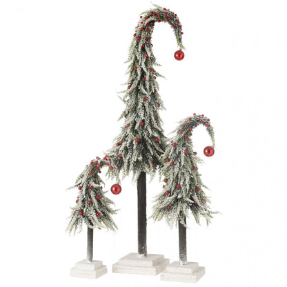 Kerstboom Muts+Led Kunststof Sneeuw Groen/Rood Large - Kerstboom - J-Line - livinglovely.nl