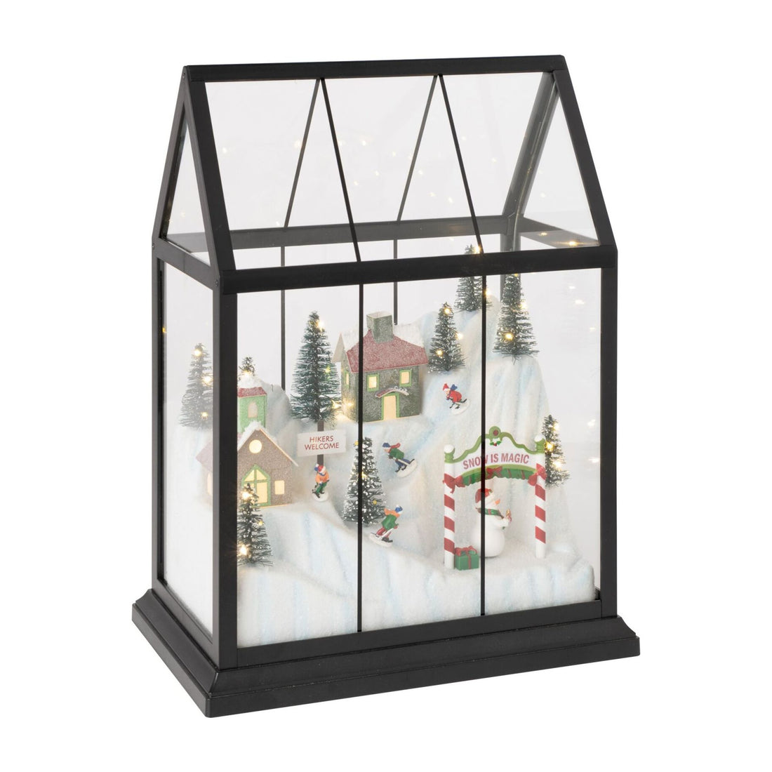 Village de Noël en verre LED multicolore moyen – J-Line