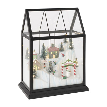 Village de Noël en verre LED multicolore moyen – ligne J
