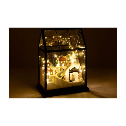 Village de Noël en verre LED multicolore moyen – ligne J