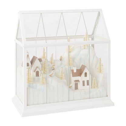 Village de Noël Verre LED Blanc/Or Large J-Line
