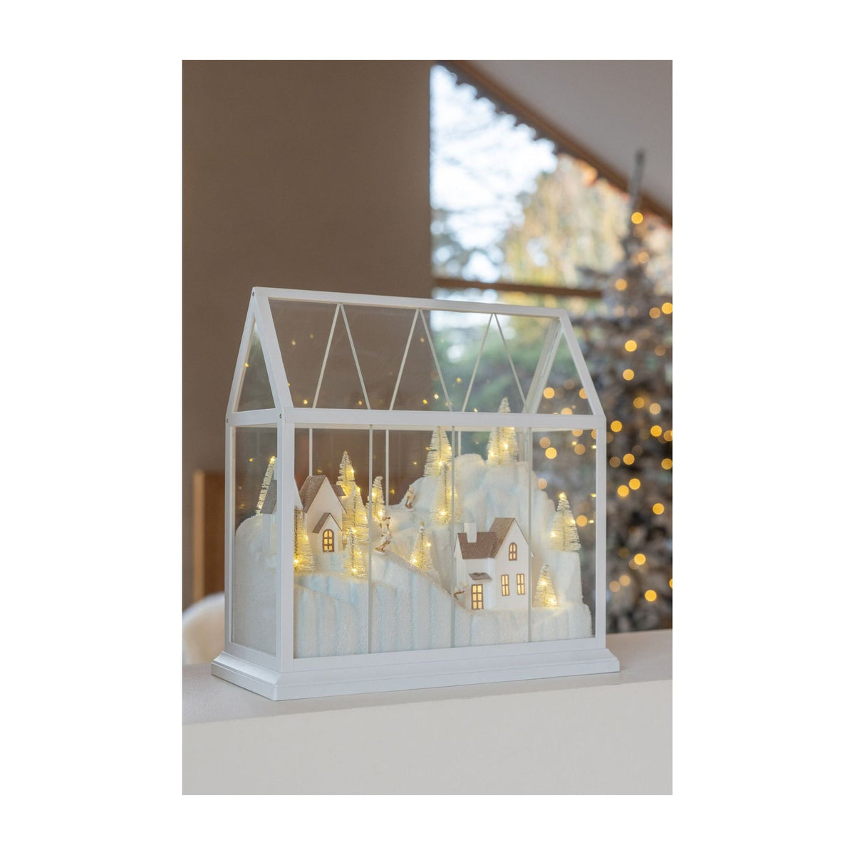 Village de Noël Verre LED Blanc/Or Large J-Line