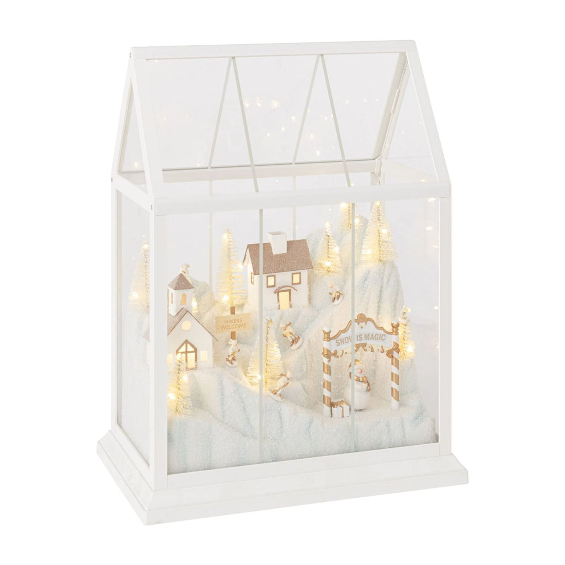 Village de Noël Verre LED Blanc/Or Moyen J-Line