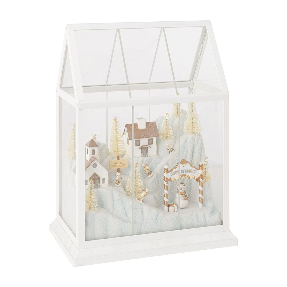 Village de Noël Verre LED Blanc/Or Moyen J-Line