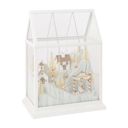 Village de Noël Verre LED Blanc/Or Moyen J-Line