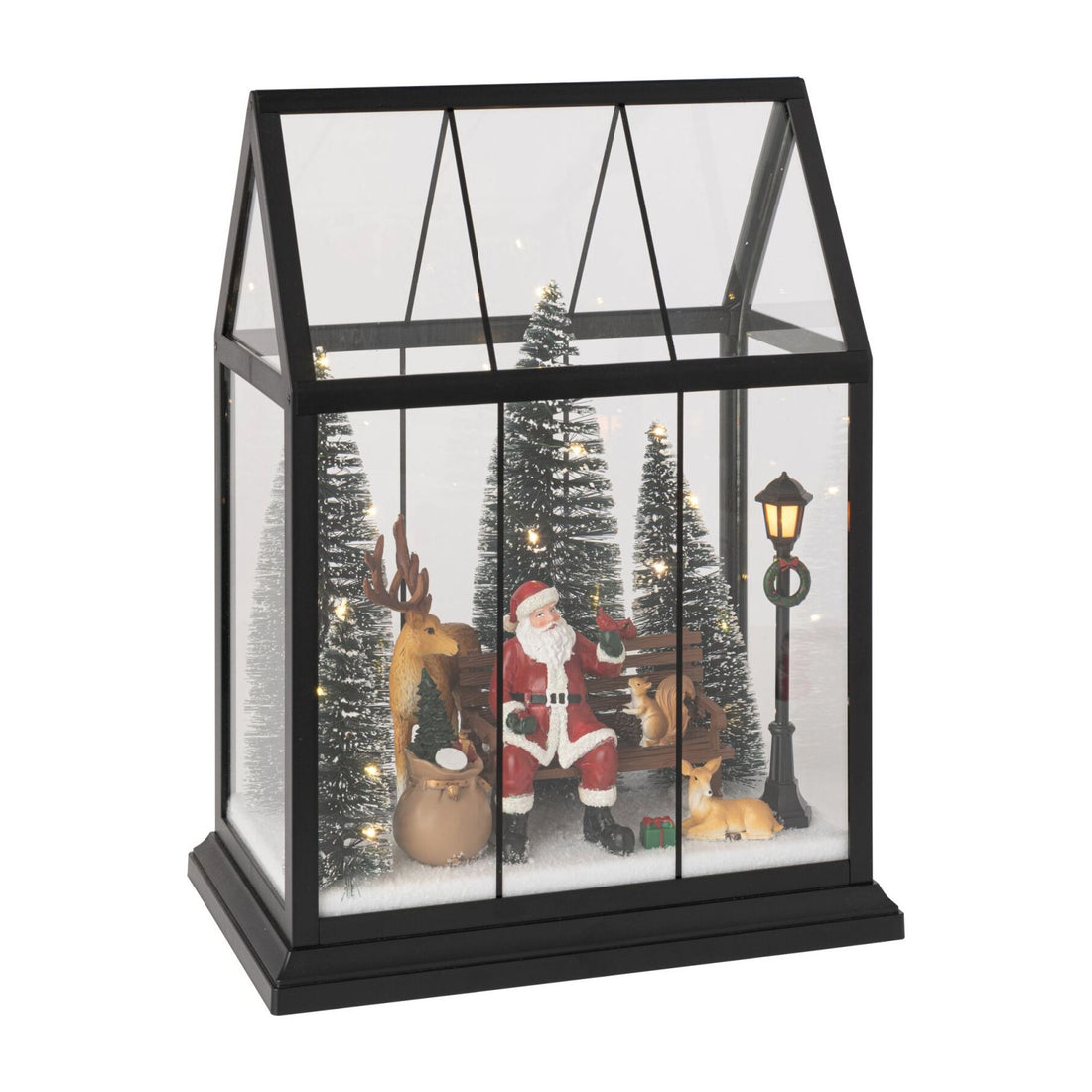 Père Noël LED avec Animaux Verre Multicolore Moyen J-Line