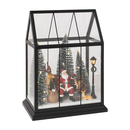 Père Noël LED avec Animaux Verre Multicolore Moyen J-Line