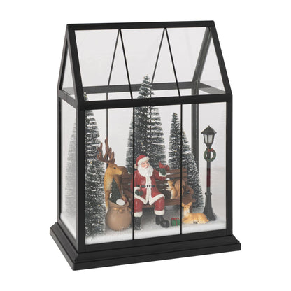 Père Noël LED avec Animaux Verre Multicolore Moyen J-Line