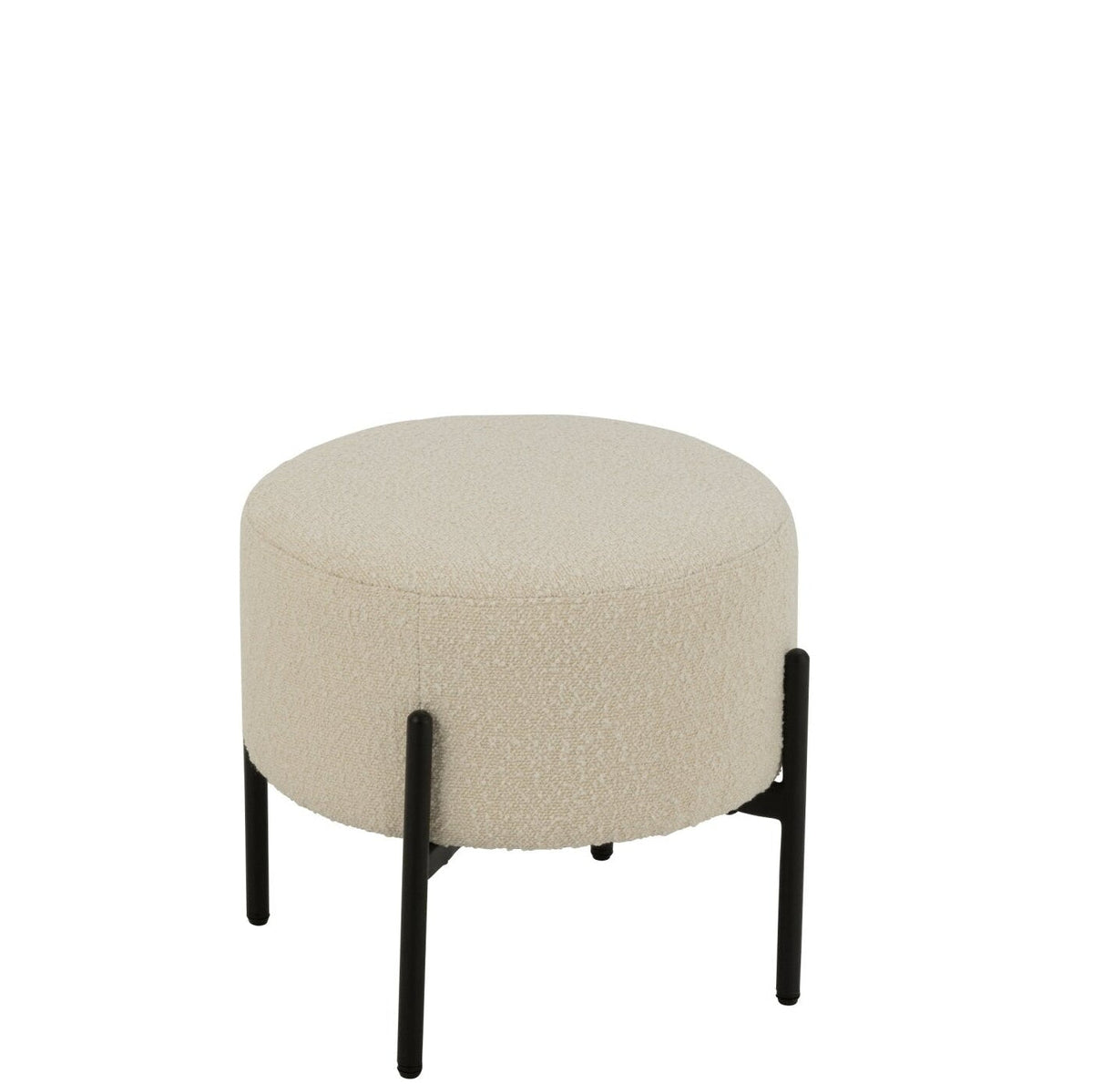 Tabouret Boucle Multiplex/Polyester Blanc/Noir J-Line