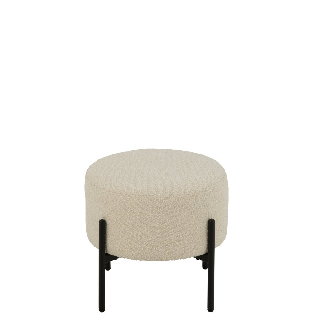 Tabouret Boucle Multiplex/Polyester Blanc/Noir J-Line