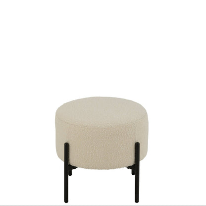 Tabouret Boucle Multiplex/Polyester Blanc/Noir J-Line