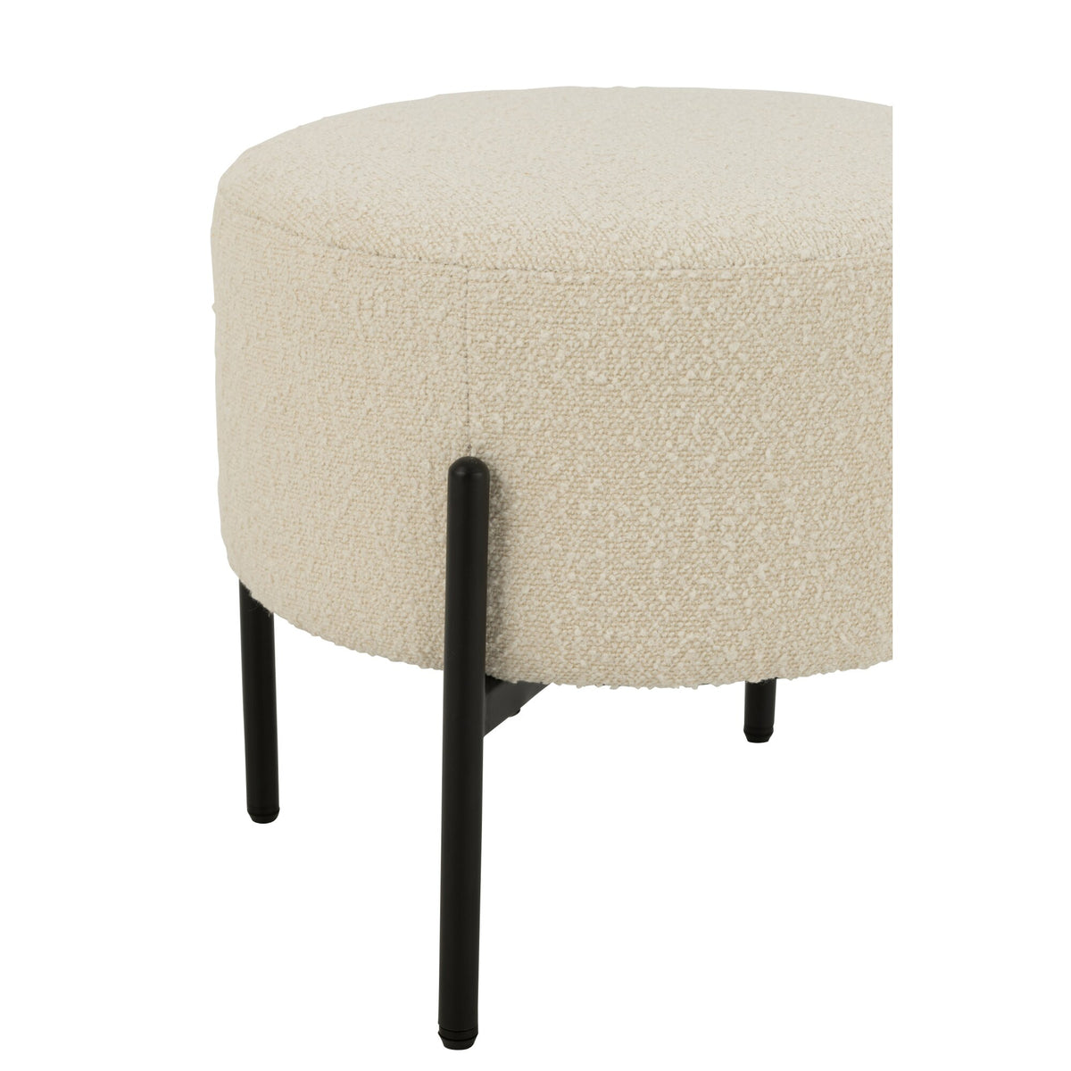Tabouret Boucle Multiplex/Polyester Blanc/Noir J-Line