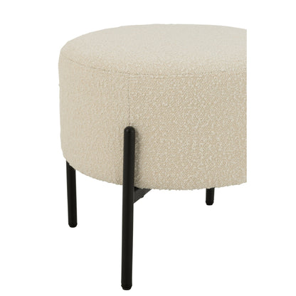 Tabouret Boucle Multiplex/Polyester Blanc/Noir J-Line