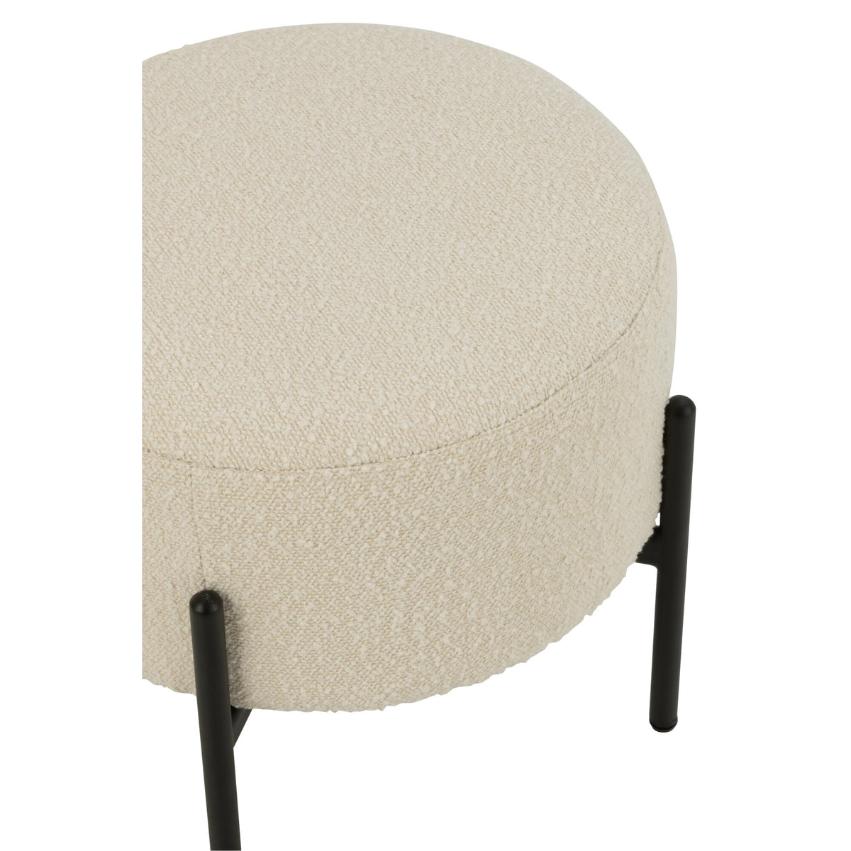 Tabouret Boucle Multiplex/Polyester Blanc/Noir J-Line