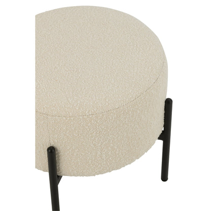 Tabouret Boucle Multiplex/Polyester Blanc/Noir J-Line
