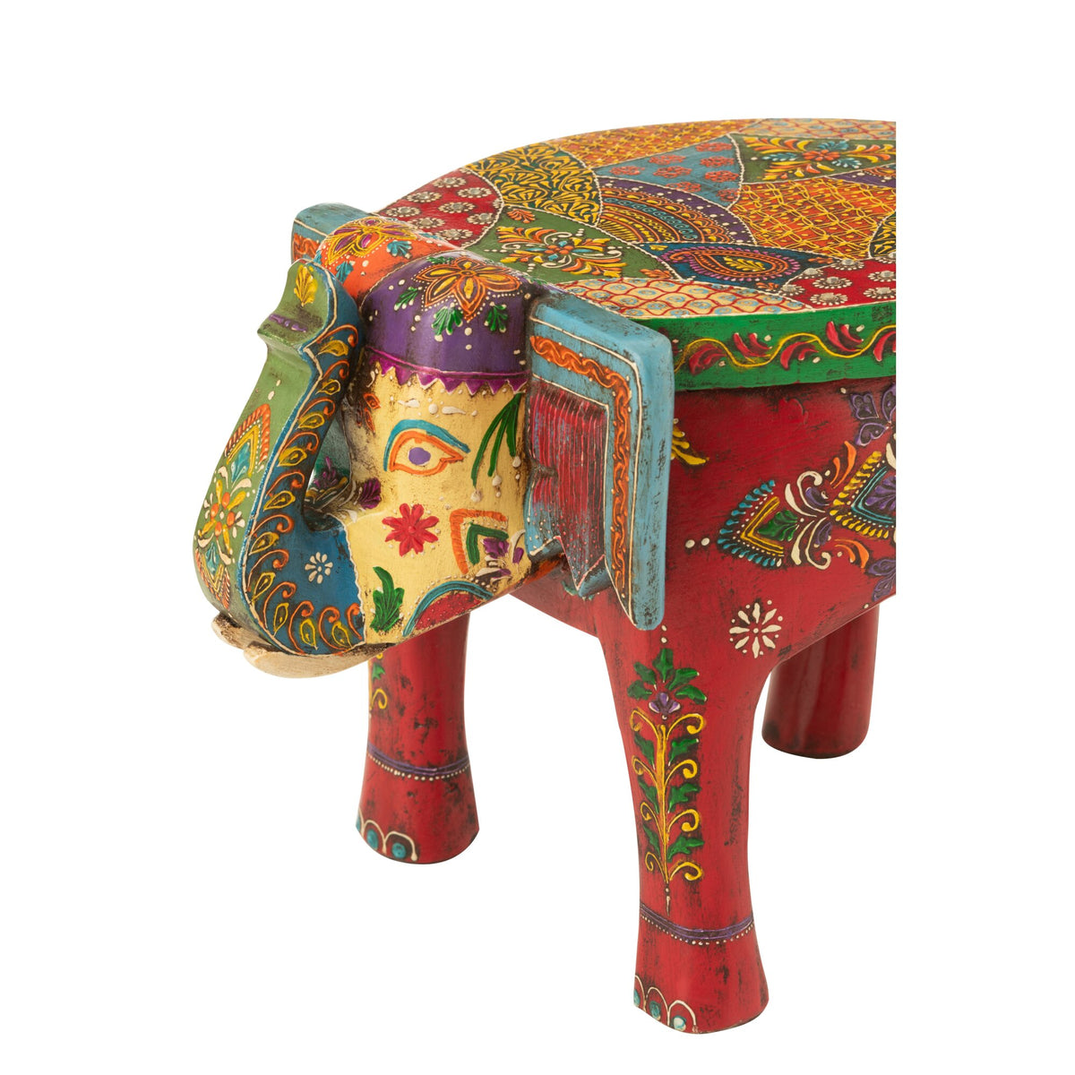 Tabouret Éléphant Delhi Bois de Manguier Mix J-Line