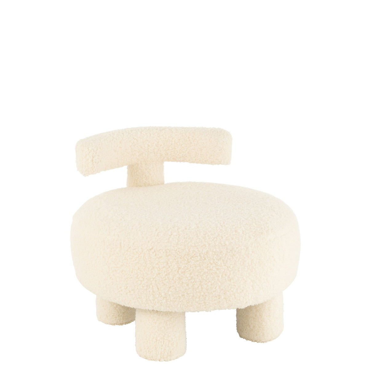 Tabouret Rond Avec Dossier Bouclé Blanc J-Line