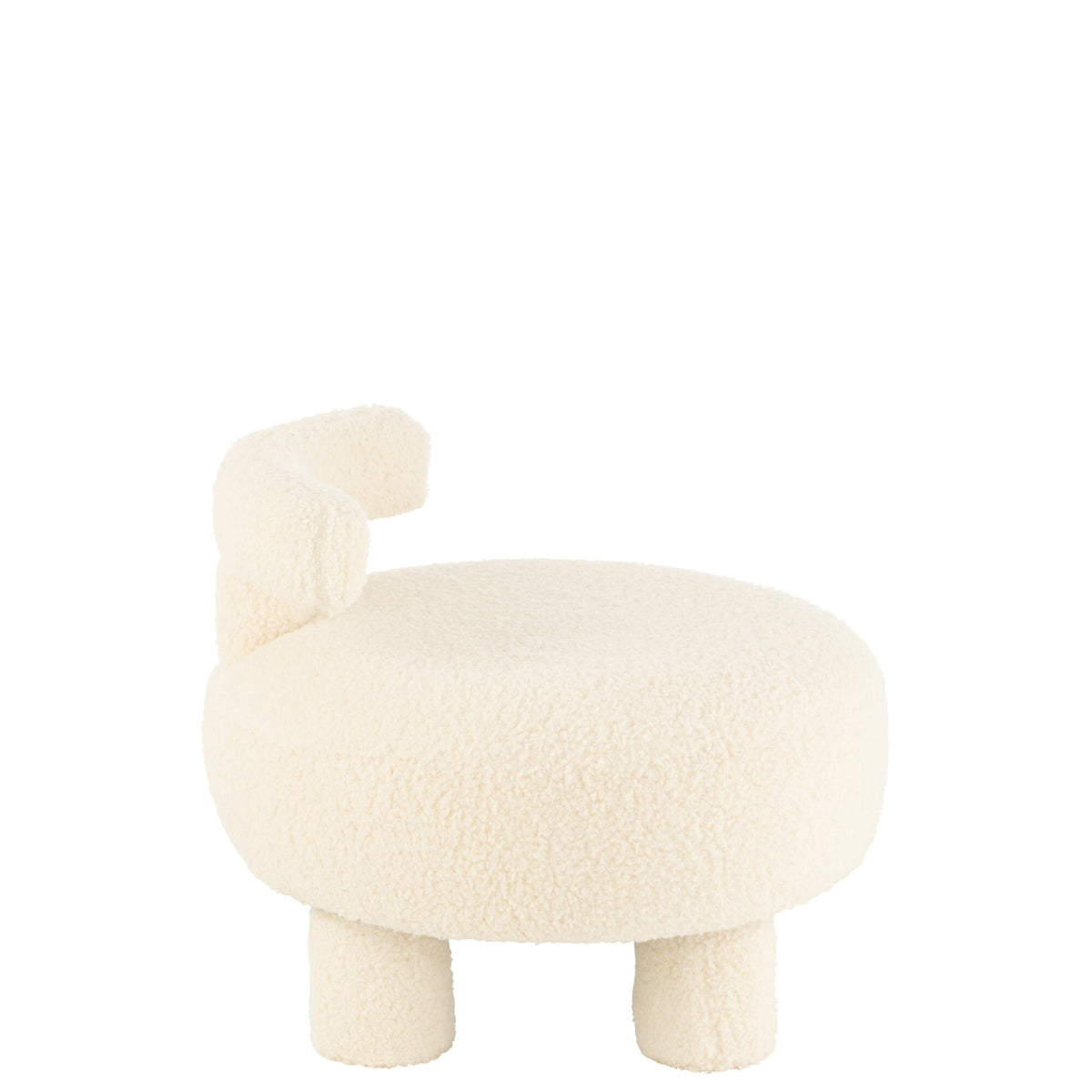 Tabouret Rond Avec Dossier Bouclé Blanc J-Line