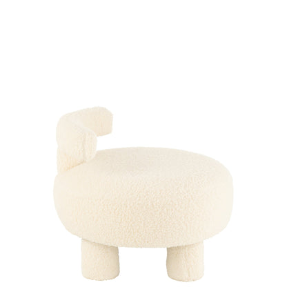 Tabouret Rond Avec Dossier Bouclé Blanc J-Line