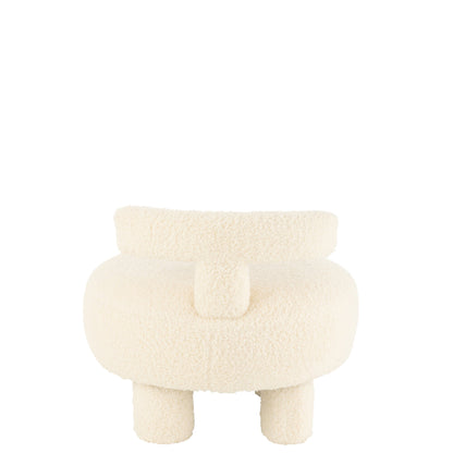 Tabouret Rond Avec Dossier Bouclé Blanc J-Line