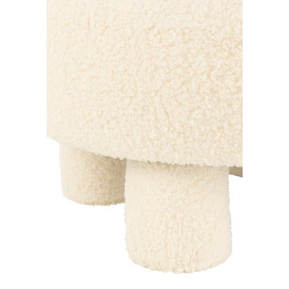 Tabouret Rond Avec Dossier Bouclé Blanc J-Line
