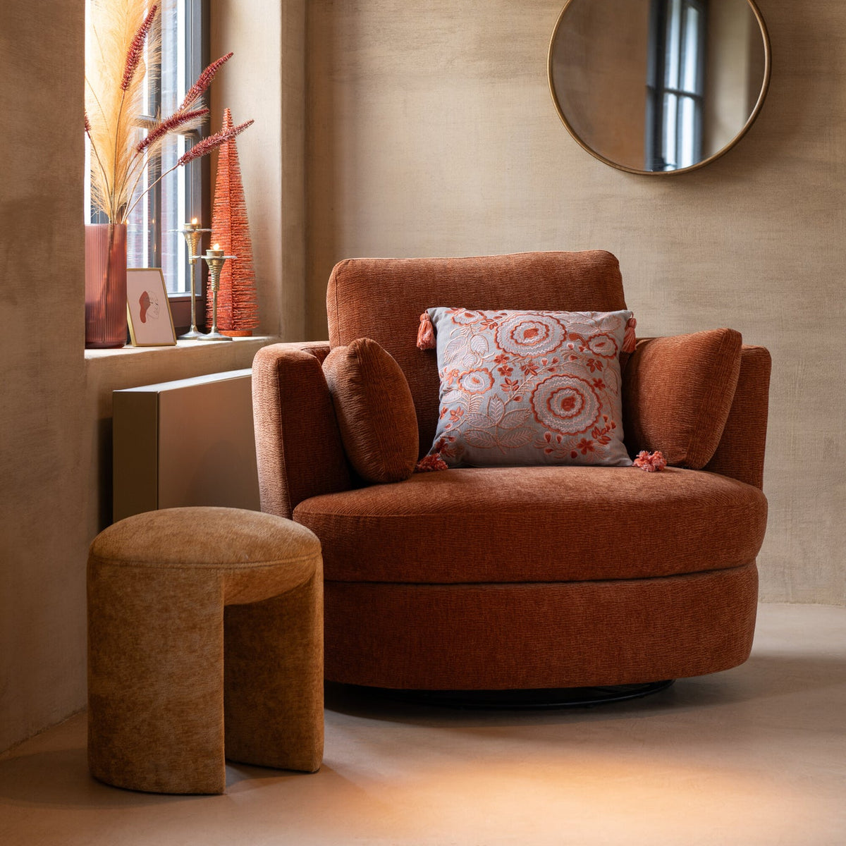 Tabouret Rond Textile Ocre J-Line