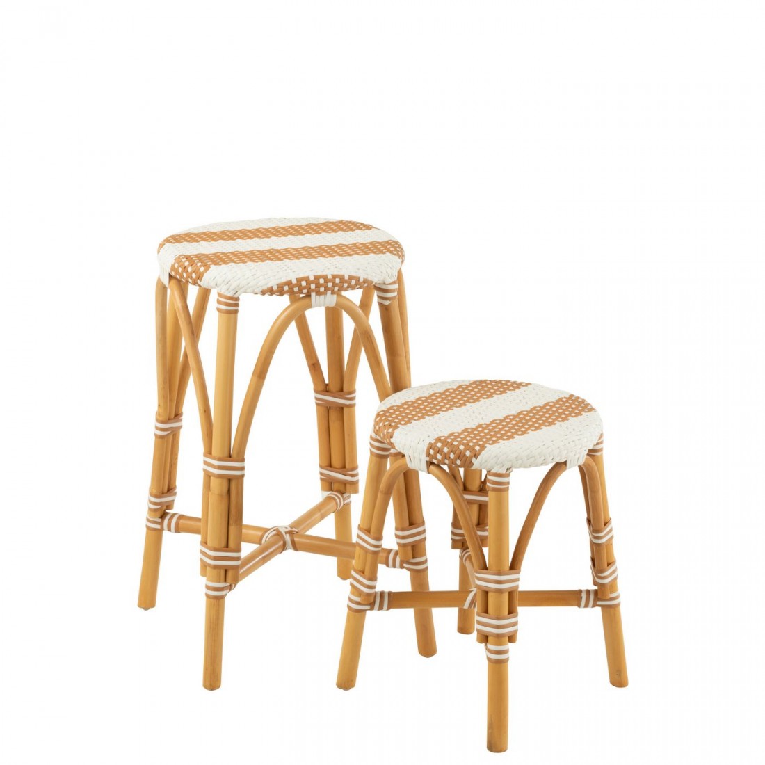 Kruk Rotan Beige/Wit Large - Barkruk - J-Line - livinglovely.nl