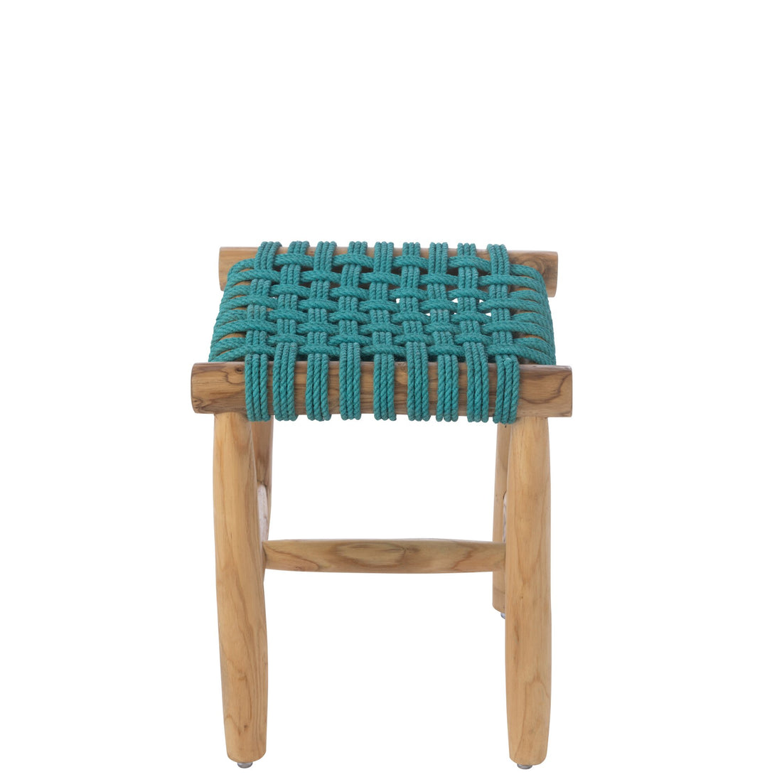 Tabouret en bois de teck turquoise J-Line