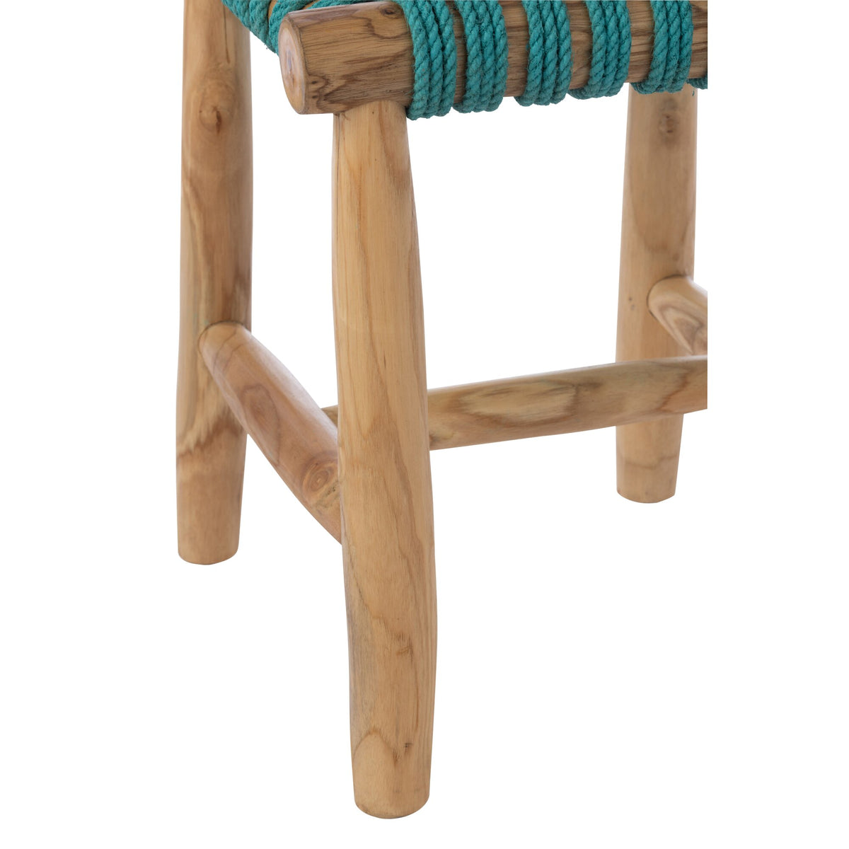 Tabouret en bois de teck turquoise J-Line