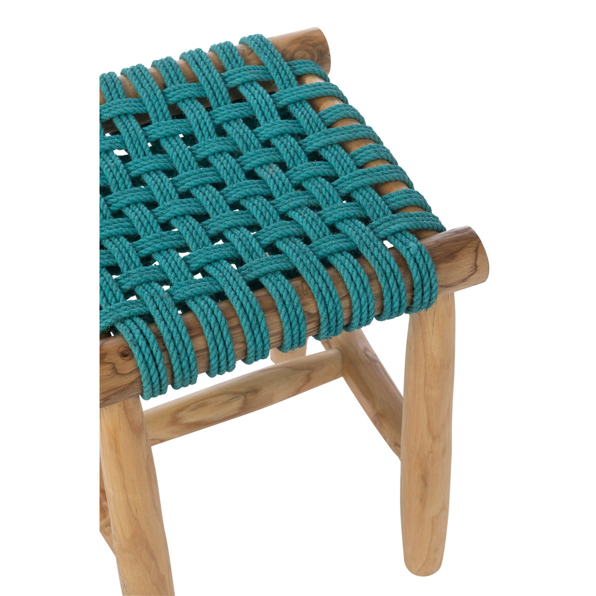 Tabouret en bois de teck turquoise J-Line